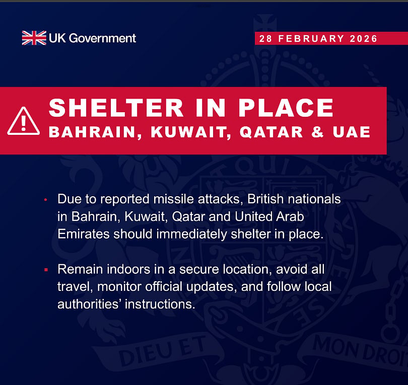 UK advises Britons in UAE, Bahrain, Kuwait, Qatar to shelter amid ...