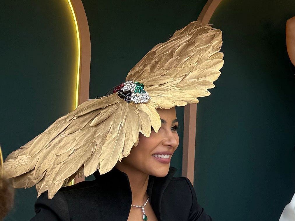 Mahira Abdul Aziz’s Gold Falcon Hat Steals the Show at Dubai World Cup ...