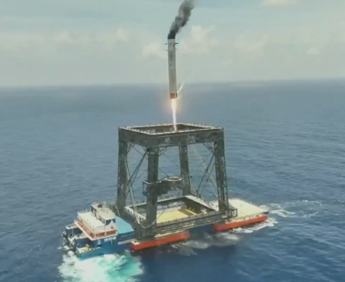 China lands first reusable rocket booster on sea-based platform
