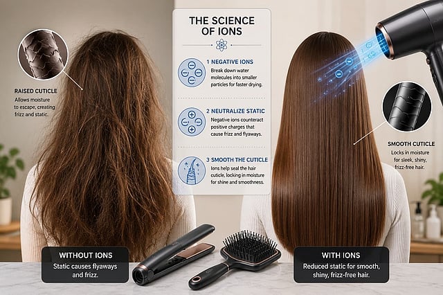 Why ionic hair tools tame frizz: The science explained for smoother hair
