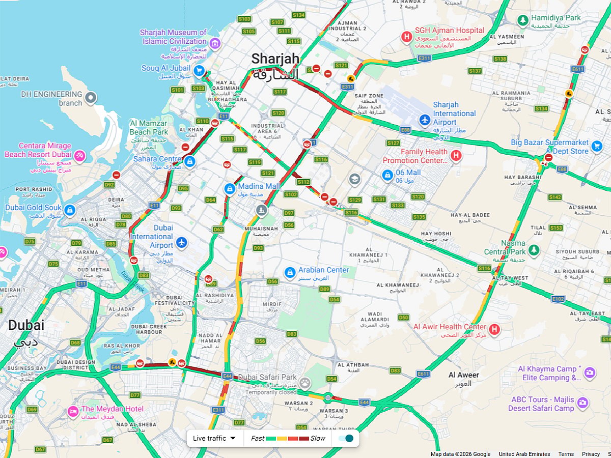 Traffic alert: Congestion builds on key roads between Dubai and Sharjah