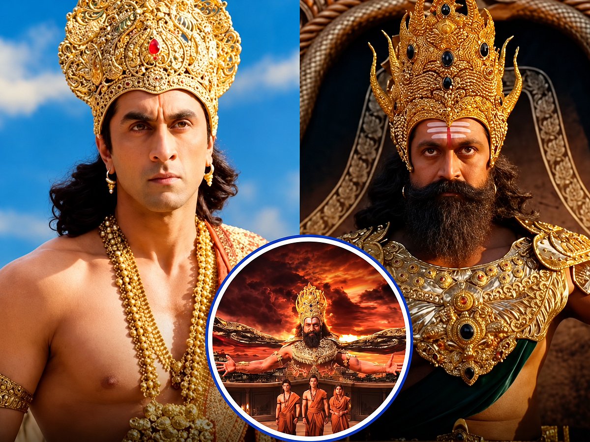 Ranbir Kapoor as Rama (left) and Yash as Ravana in Nitesh Tiwari’s upcoming mythological epic ‘Ramayana’.