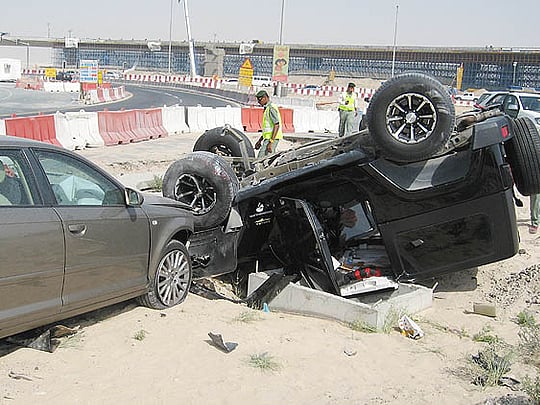 Two injured in car crash on Dubai's Al Khail road