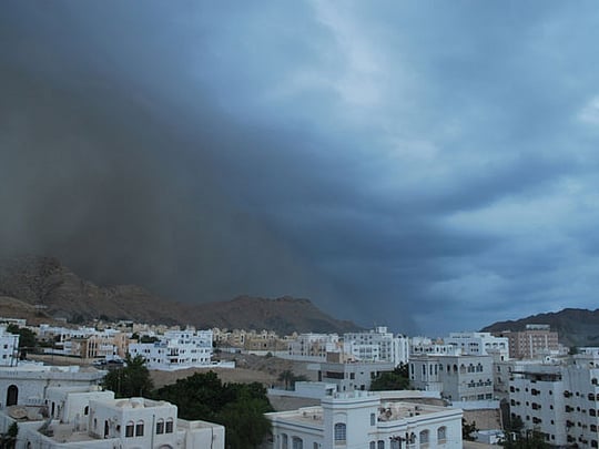 Dust storm and rain hit Muscat
