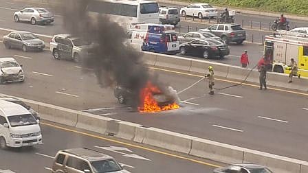 Car catches fire near Garhoud Bridge