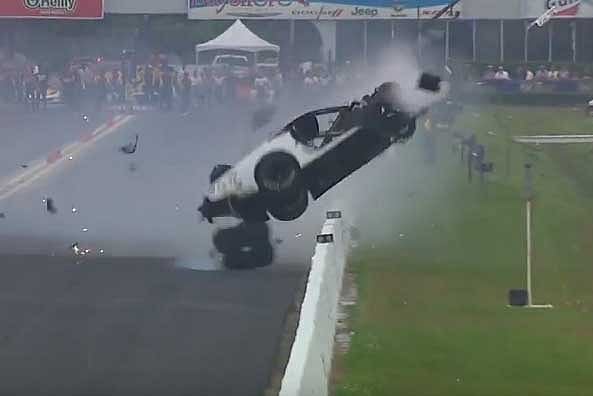 Drag-racer suffers huge crash at Texas strip