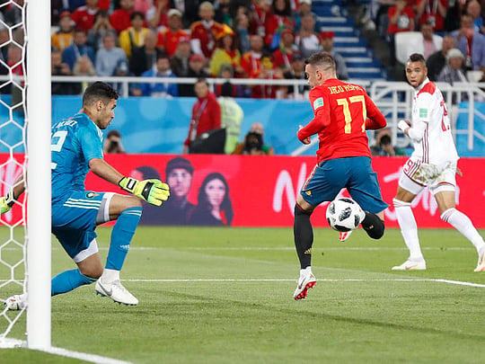 Late Aspas strike sees stumbling Spain top Group B with Morocco draw