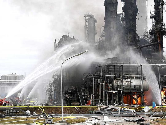 Eight hurt in blast at German refinery