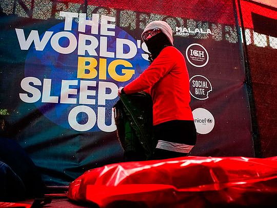 People slept on the streets to support the World's Big Sleep Out campaign