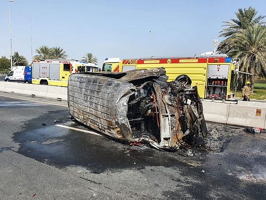 Two dead, 12 injured in Sheikh Zayed Road bus crash in Dubai