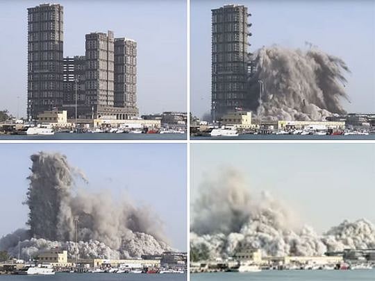 Watch: All 144 floors of Abu Dhabi's Mina Plaza Towers demolished in 10 ...