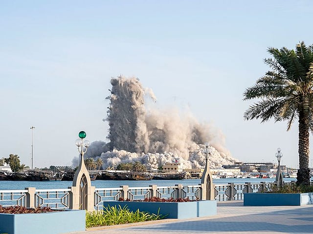 Watch: All 144 floors of Abu Dhabi's Mina Plaza Towers demolished in 10 ...