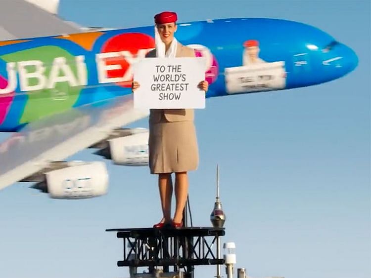 Watch: Emirates invites people to visit Expo 2020 Dubai from atop