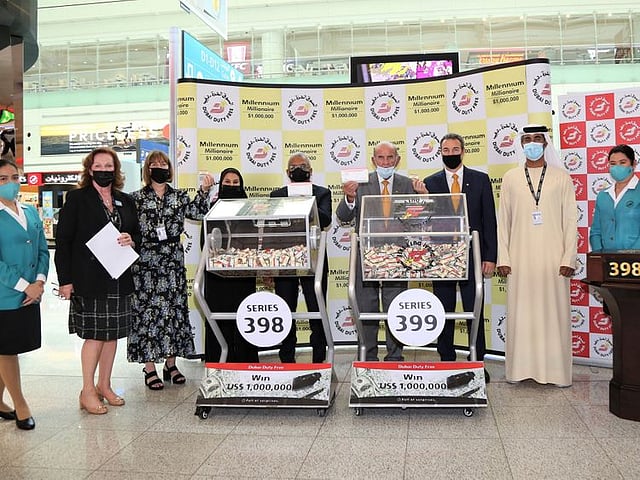 Two lucky winners of Dubai Duty Free draw walk away with US$1 million