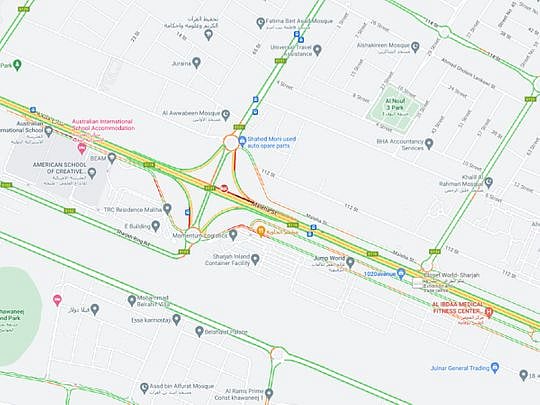 UAE traffic alert: Accident causes tailbacks on Sharjah road