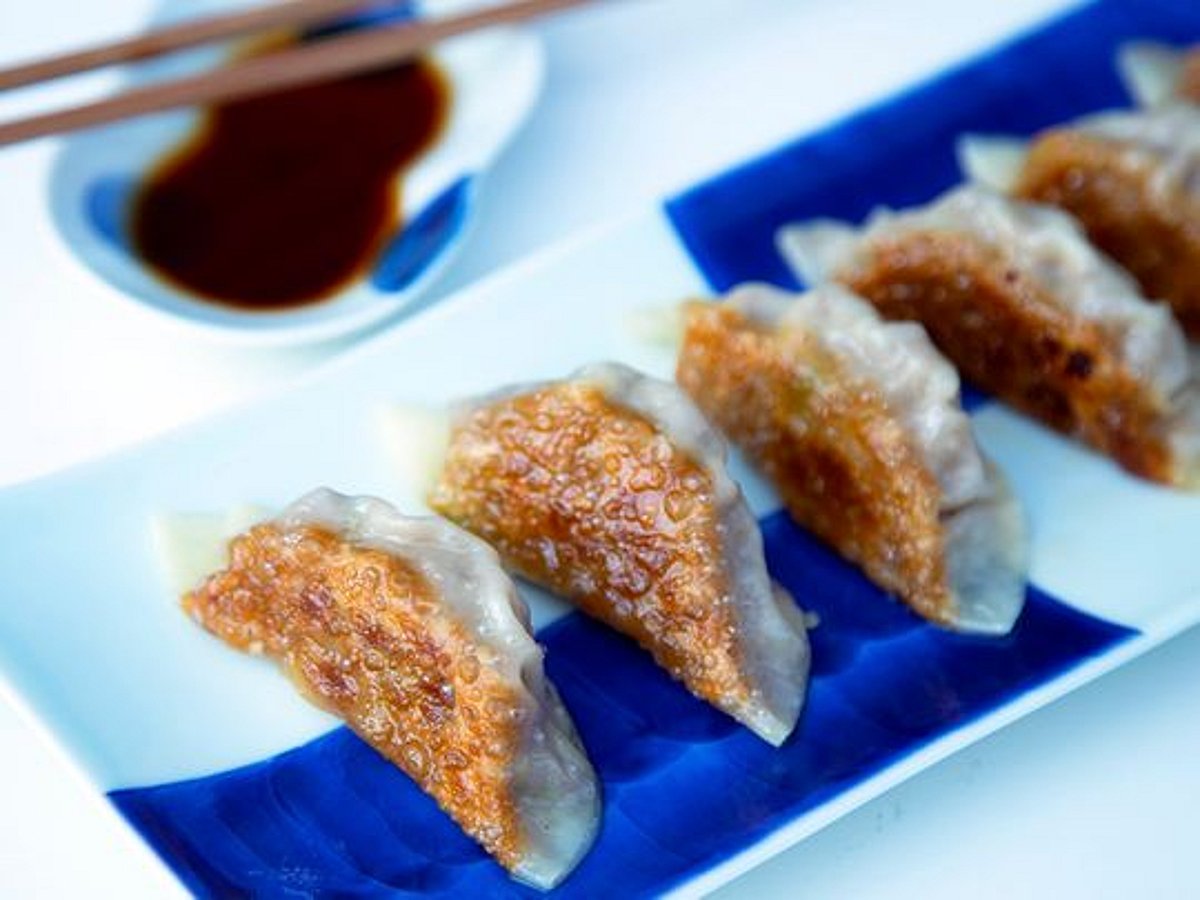 Gyoza Types Japanese-style Gyoza dumplings with tender beef