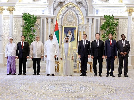 Sheikh Mohammed receives credentials of 16 new ambassadors to UAE
