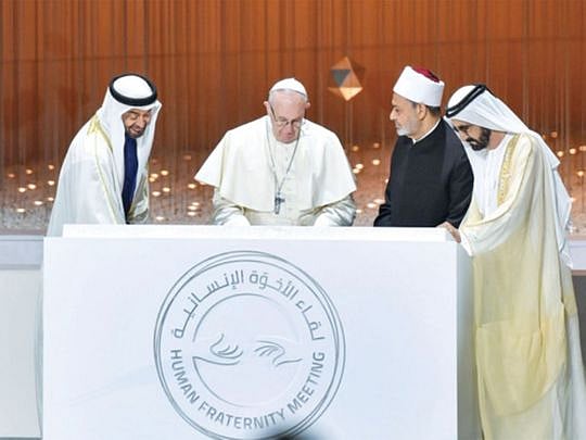 Pope lauds UAE for role in promoting international peace, tolerance