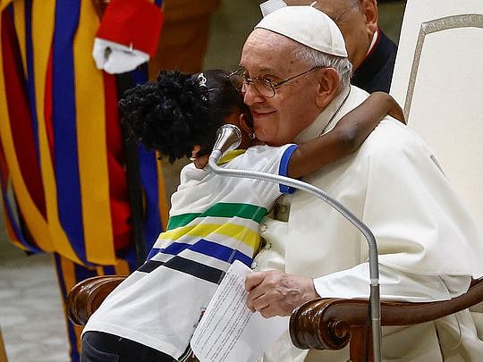 Pope Francis skips reading speech because of a cold but continues schedule