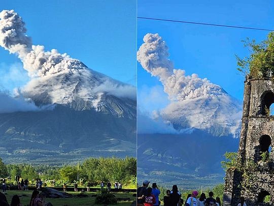 Video: Booming sound, rockfall, 1.2-km plume of smoke as Mayon Volcano ...