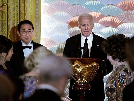 Jeff Bezos, Jamie Dimon and Tim Cook attend Biden's dinner for Japan PM ...