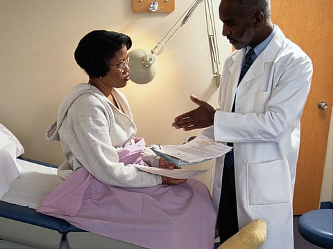 doctor with a patient in a hospital