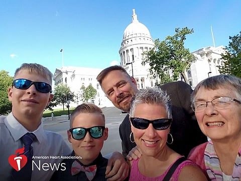 Carl Korfmacher (middle) with (from left) his sons Henry and Owin, wife Krista and mom Louise.