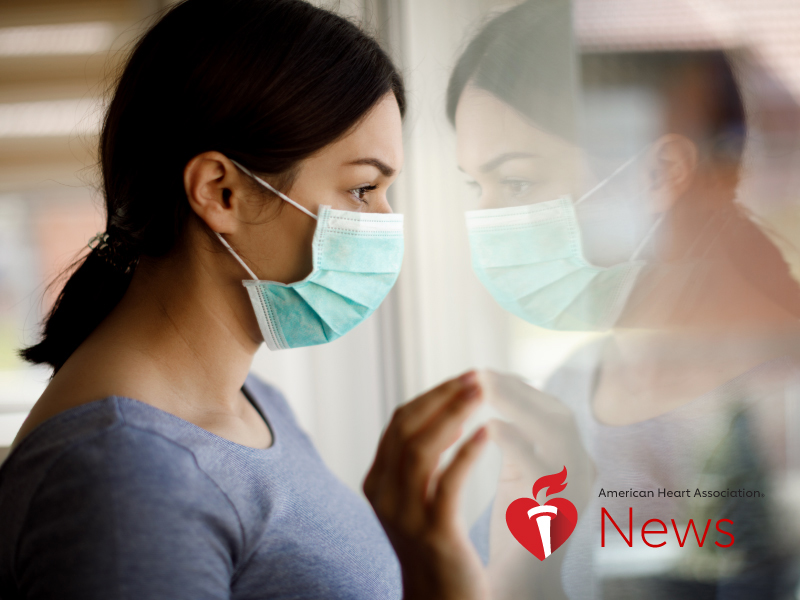 a woman in a face mask