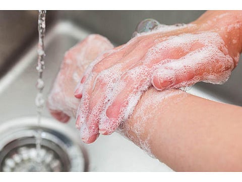 washing hands with soap