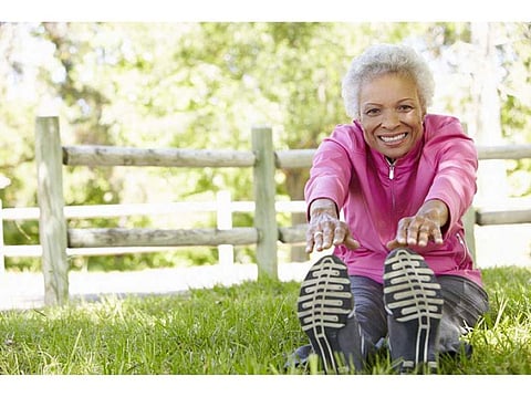 An Elderly Woman Stretching