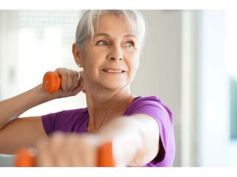 An Elderly Woman Exercising