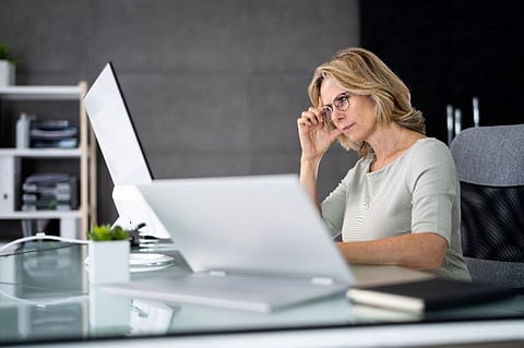 woman laptop menopause cognition