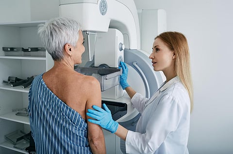 senior woman mammography breast mammogram screening