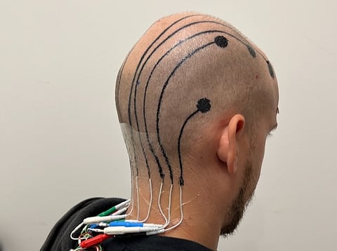 EEG setup with e-tattoo electrodes