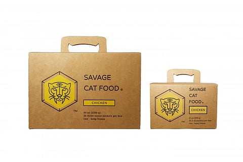 A photo of the recalled raw chicken products on a white backdrop.