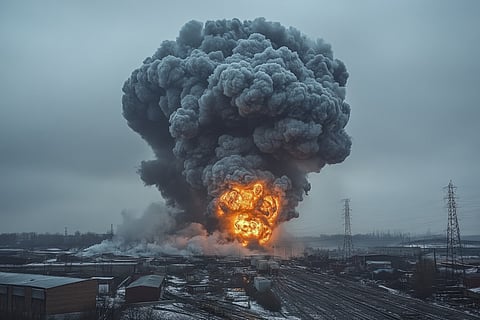 fire burning smoke industrial air pollution environmental