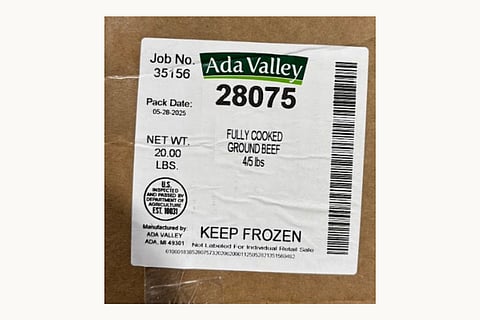 A photo of the recalled product label