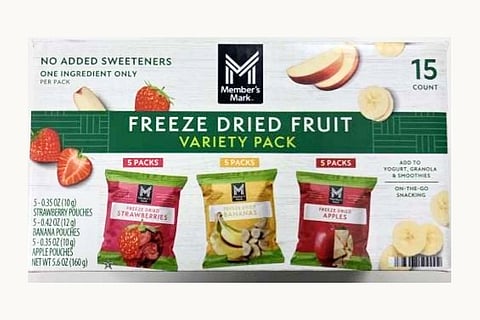 A photo of the affected freeze-dried fruit from Member's Mark