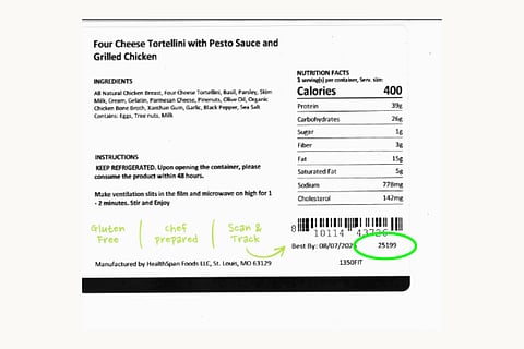 A photo of the label of one of the affected products