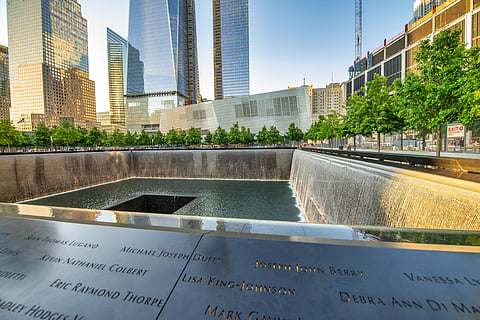 NEW YORK CITY - JUNE 2013: World Trade Center on a beautiful sunny day. It replaces the original seven buildings on the same site that were destroyed in the September 11 attacks