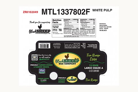 A photo of one of the affected product labels