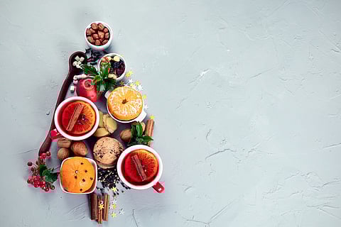 Christmas Tree made of holiday food