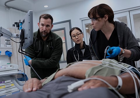 Noah Wyle, Irene Choi and Fiona Dourif star in season two of The Pitt.