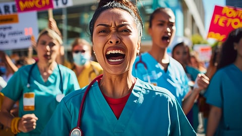 Portrait of a passionate Nurse is wearing medical scrubs, Doctor with stethoscope