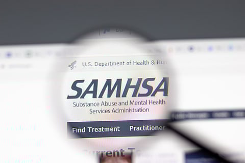 New York, USA - 15 February 2021: SAMHSA website in browser with company logo, Illustrative Editorial.