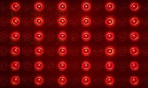 detail of red light therapy panel for skin health, pain relief, recovery and muscle performance and inflammation reduction