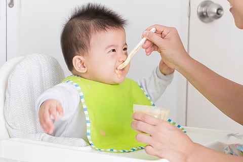 Baby eating food