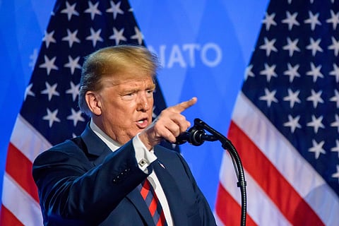 BRUSSELS, BELGIUM - JULY 12TH, 2018: Press conference of Donald Trump, President of United States of America, during NATO (North Atlantic Treaty Organization) SUMMIT 2018 — Photo by gints.ivuskans