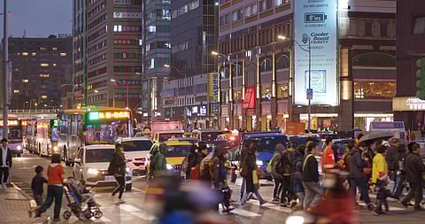 Taipei city street at night