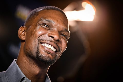 American basketball player Chris Bosh accepts an exclusive interview ahead of the 2018 Super Penguin Basketball Celebrity Game in Shanghai, China, 14 September 2018.